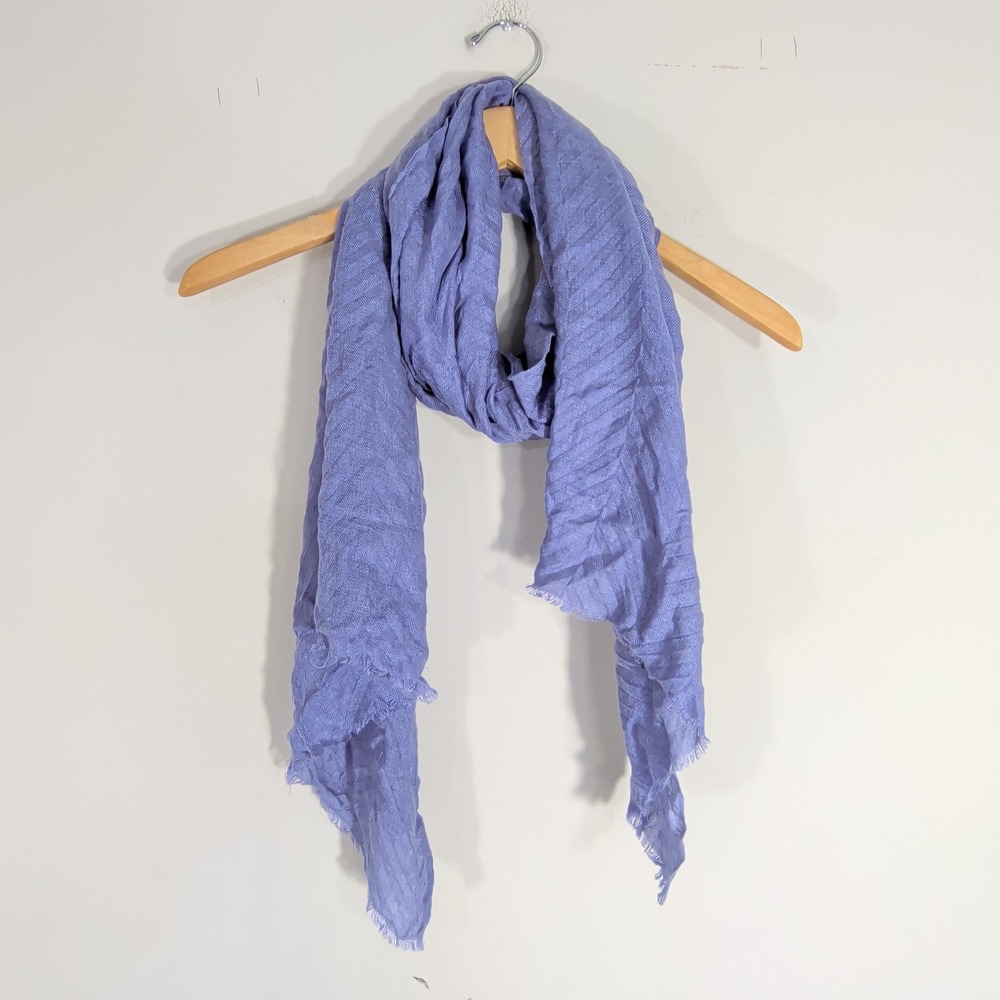Segalini Purple Scarf; Italian Made, Frayed Hem, Lightweight Wrap